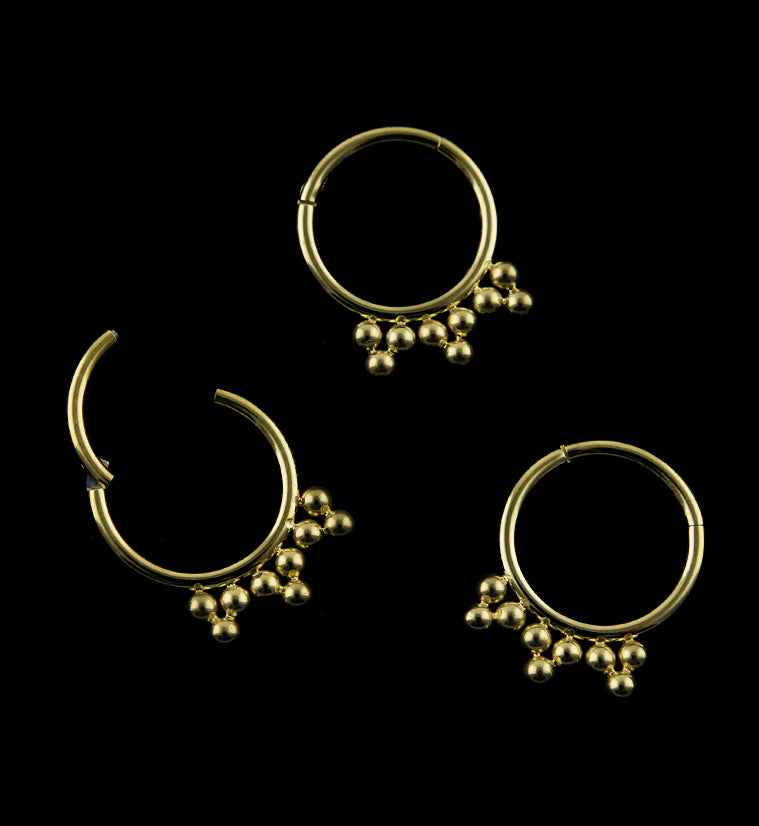 Gold PVD Multi Beaded Hinged Segment Ring