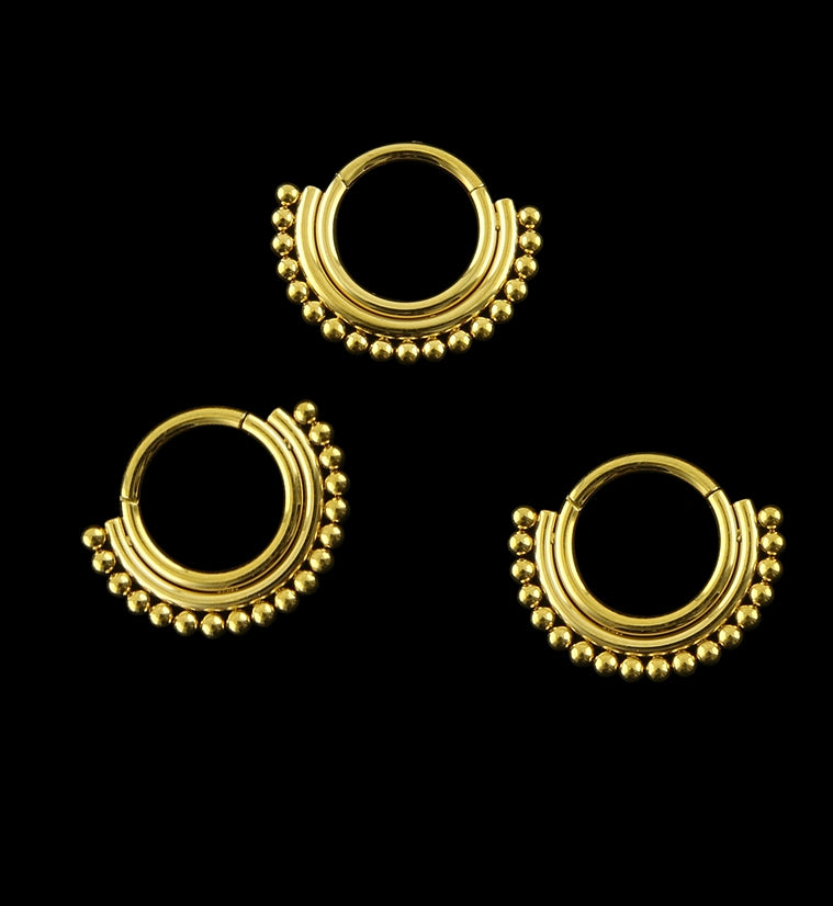 Gold PVD Beaded Row Hinged Segment Ring