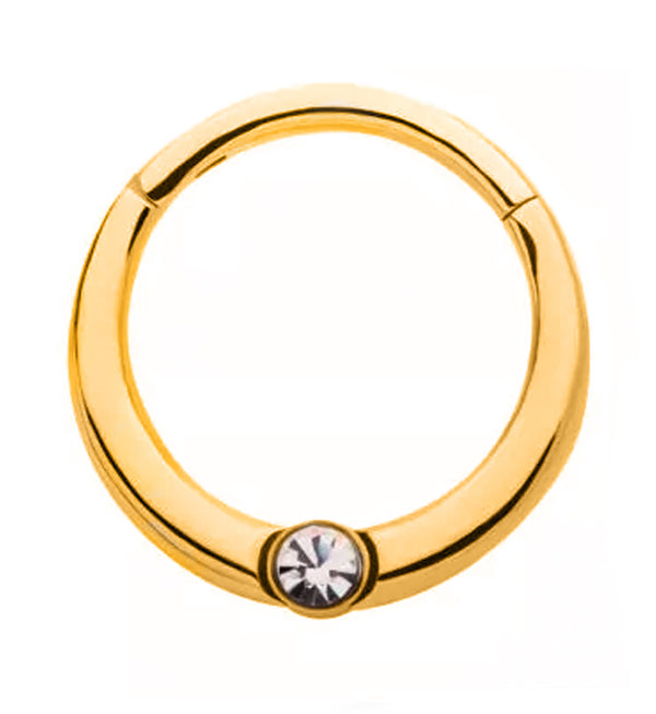 Gold PVD Single Bezel CZ Hinged Segment Ring