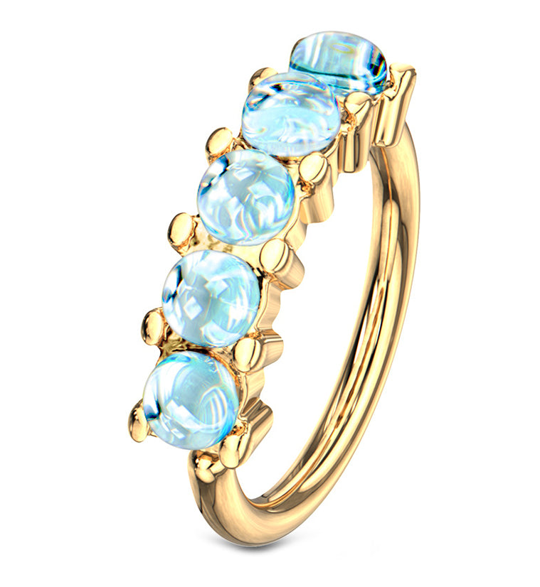 Gold PVD Blue Septenary Seamless Ring
