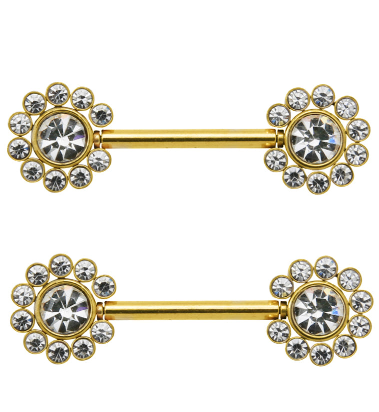 14G Gold PVD Cirque Threadless Nipple Ring Barbells