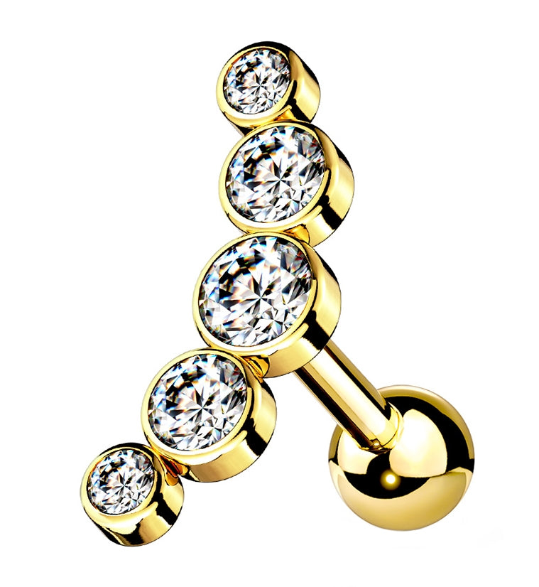 16G Gold PVD Gem Arc Cartilage Barbell