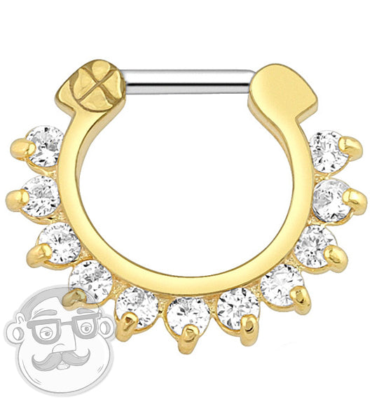 Gold Pronged Septum Clicker Ring