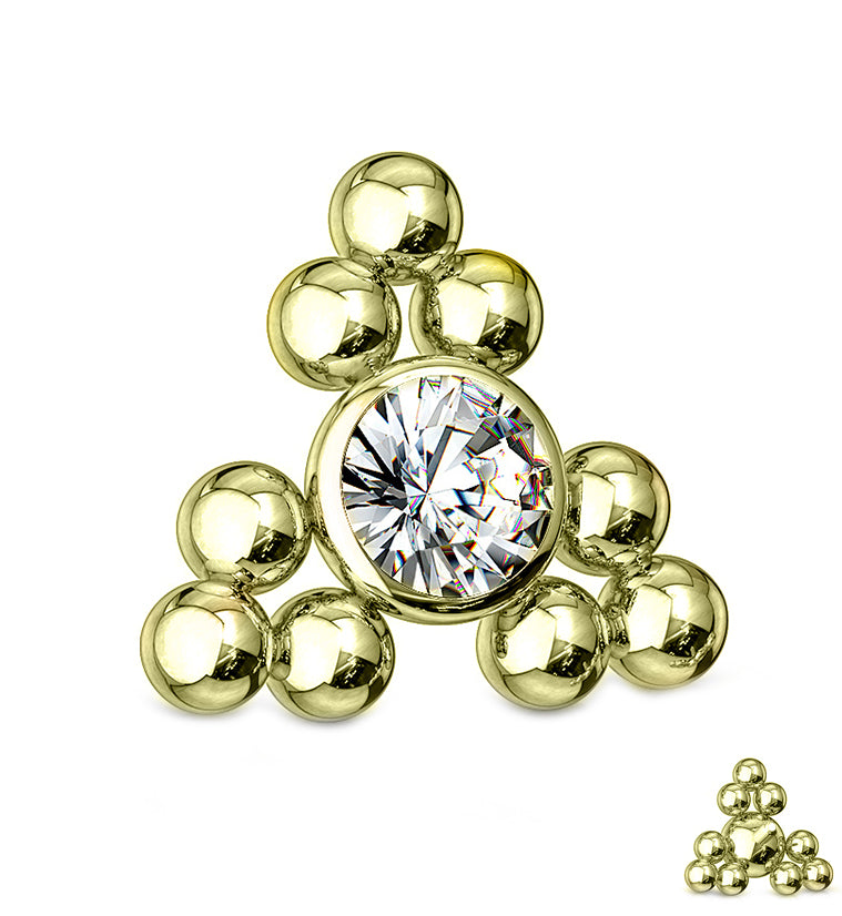 Gold Beaded Triangle CZ Threaded End
