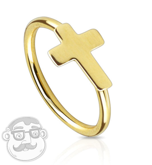 20G Gold Plated Stainless Steel Cross Nose Ring