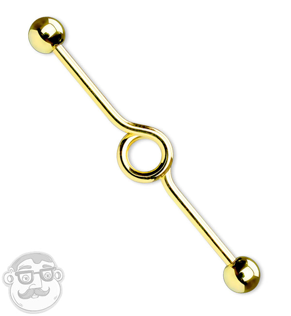 Gold PVD Crossway Industrial Barbell