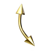 Gold PVD Spiked Curved Barbell