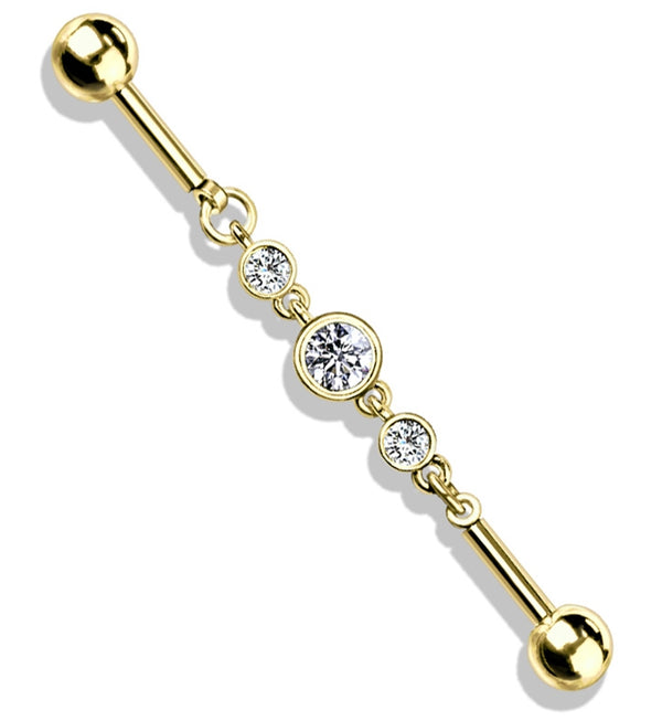 Gold PVD CZ Linked Industrial Barbell