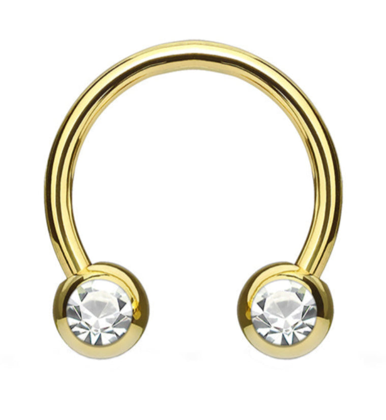 PVD Gold CZ Circular Barbell
