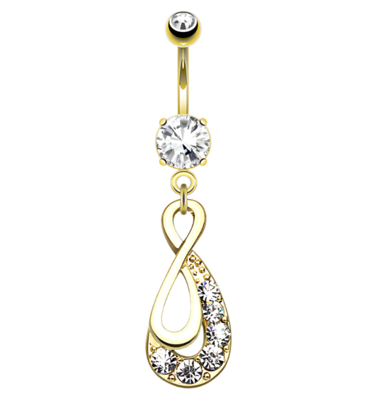 Gold Infinity CZ Belly Button Ring