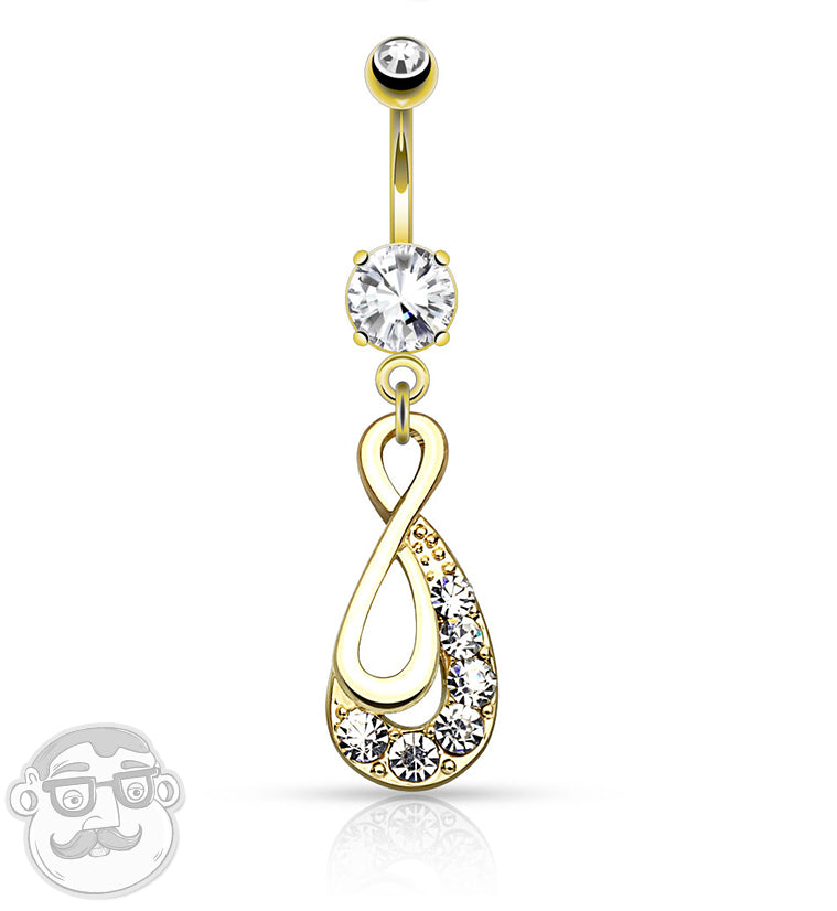 Gold Infinity CZ Belly Button Ring