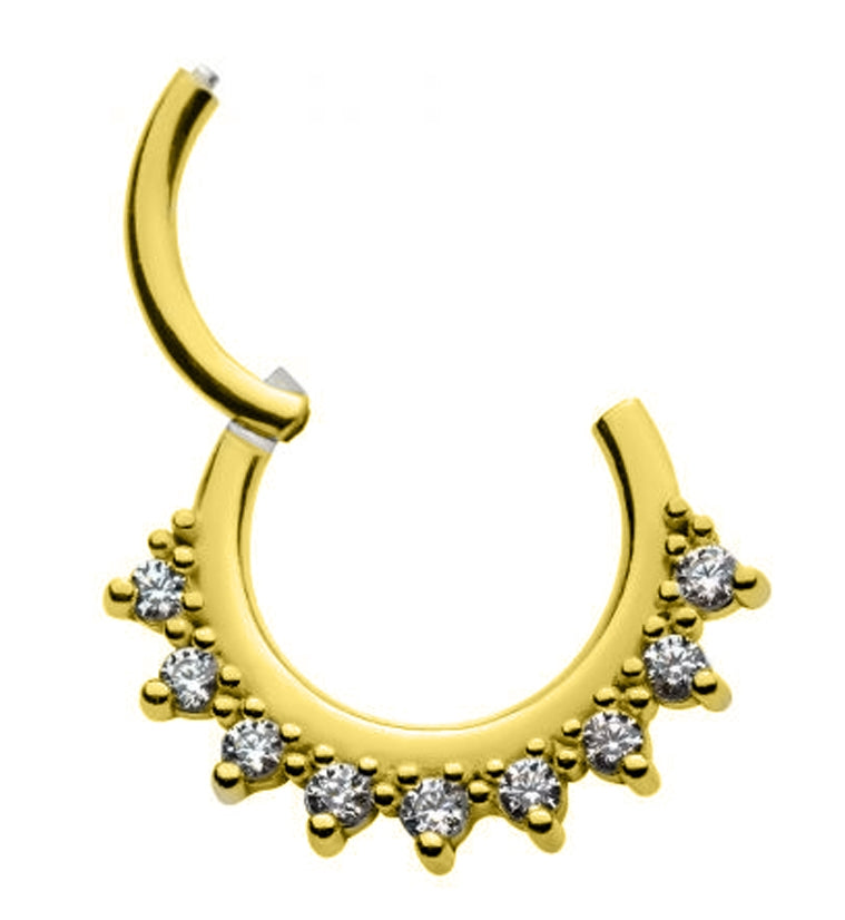 Gold PVD Novenary CZ Hinged Segment Ring