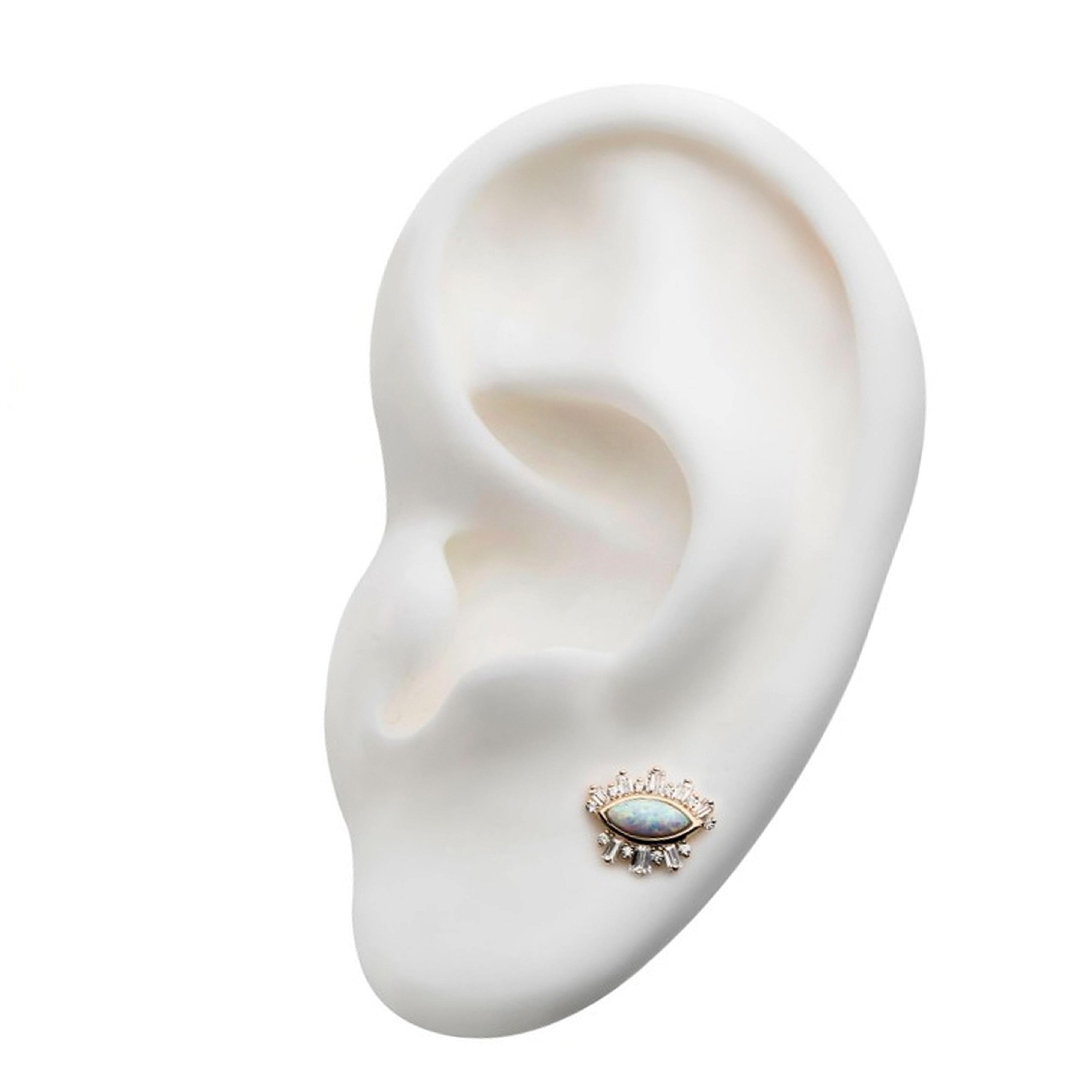 14kt Gold CZ X Opalite Eye Threadless Top