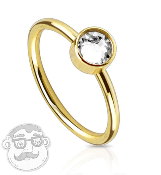 20G Gold Plated Stainless Steel CZ Diamond Nose Ring