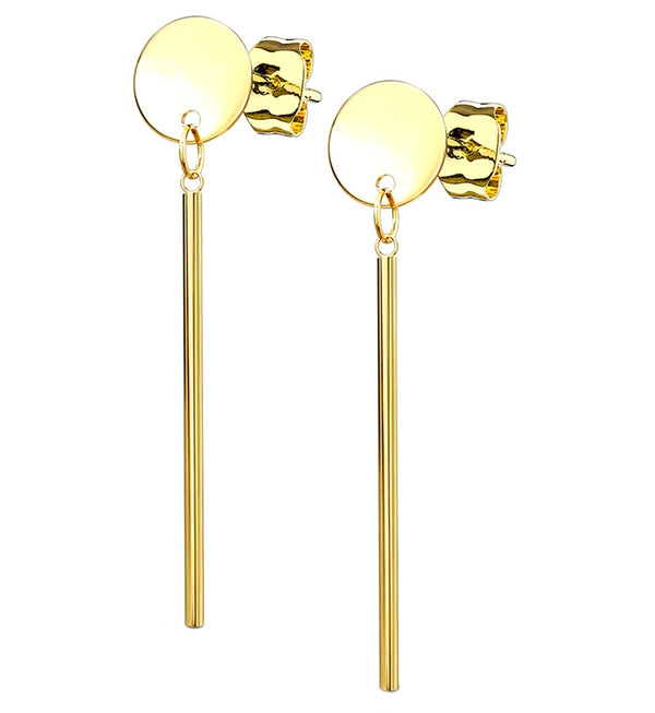 Gold PVD Disk Hanging Earrings