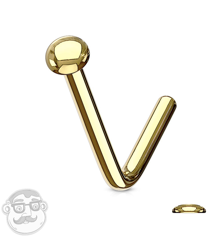Gold PVD Dome Top L Curve Nose Ring