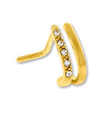 18G Gold Double Line CZ Nose Curve Ring