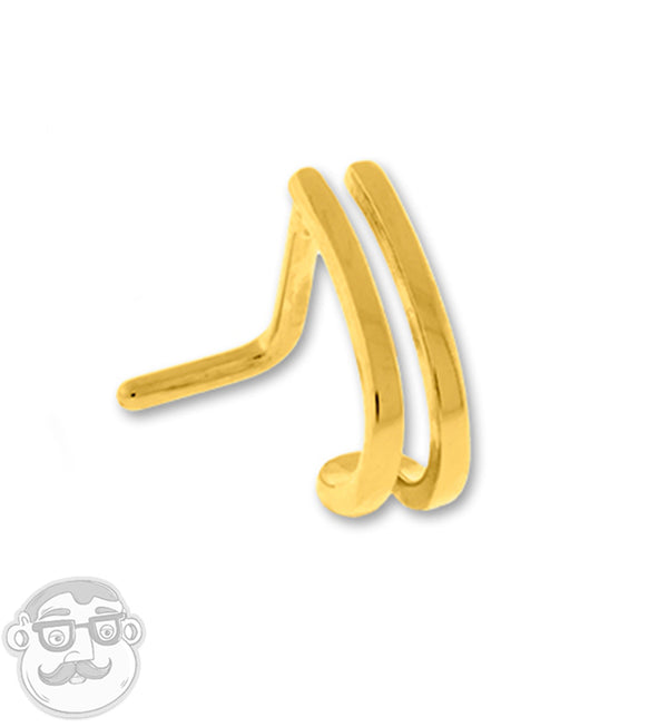 18G Gold PVD Double Line Nose Curve Ring