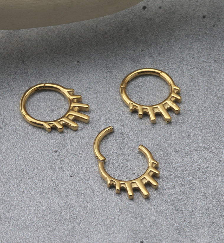 Gold PVD Drop Bars Hinged Segment Ring