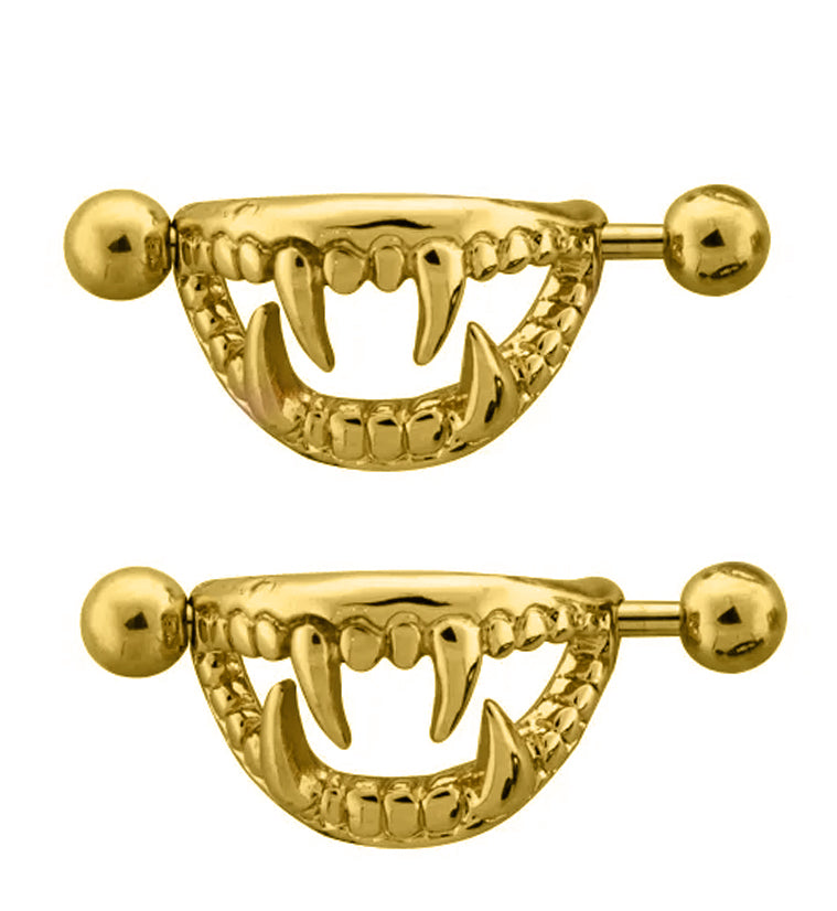 Golden Fang Nipple Ring Shield