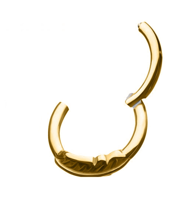 Gold PVD Feather Hinged Segment Ring