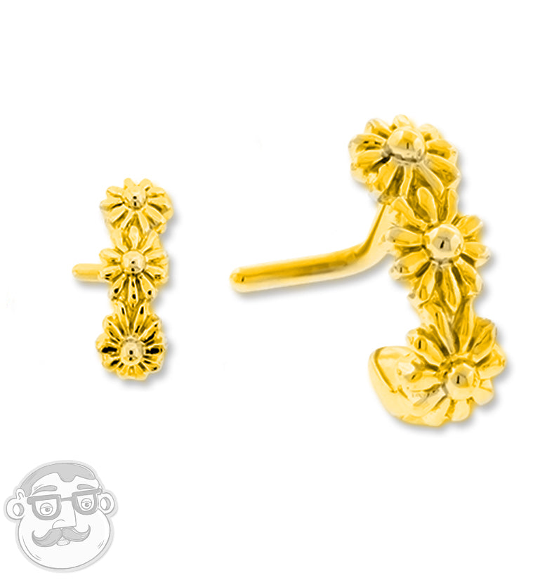 18G PVD Gold Floral Nose Curve Ring