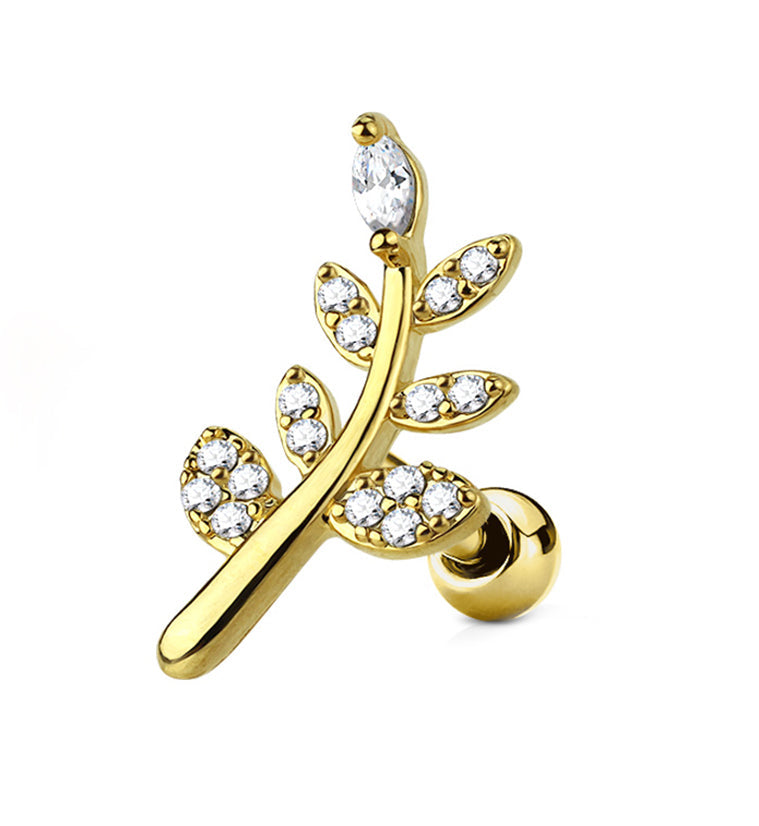 Gold PVD Frond Cartilage Barbell