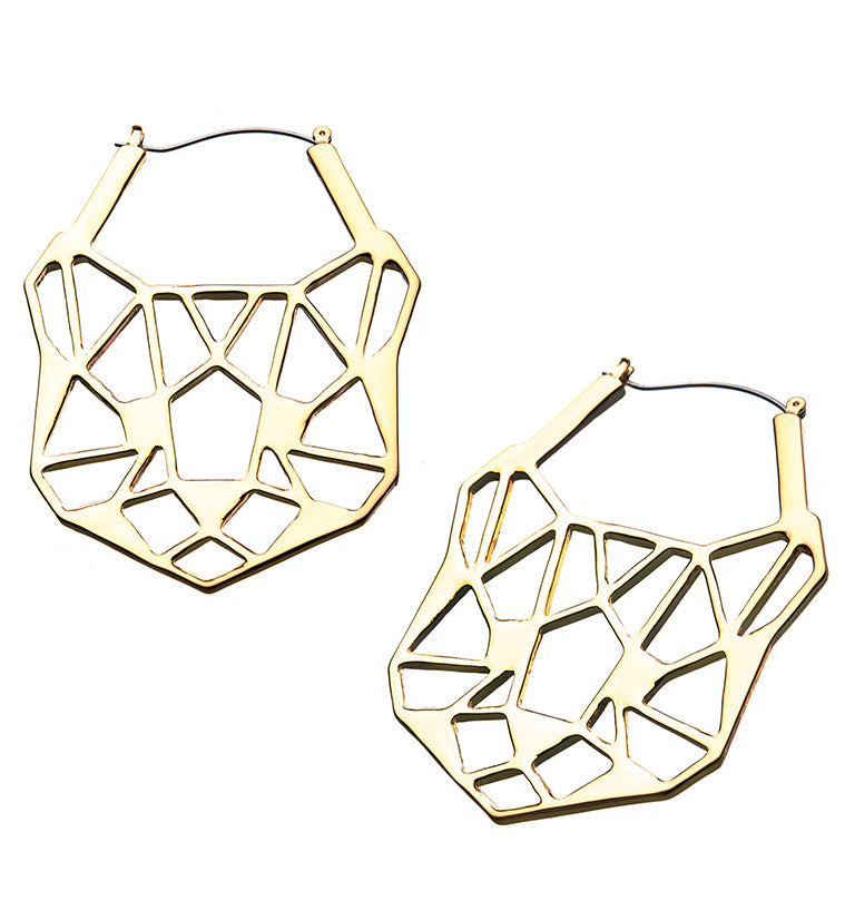 18G Golden Geometric Cat Plug Hoops