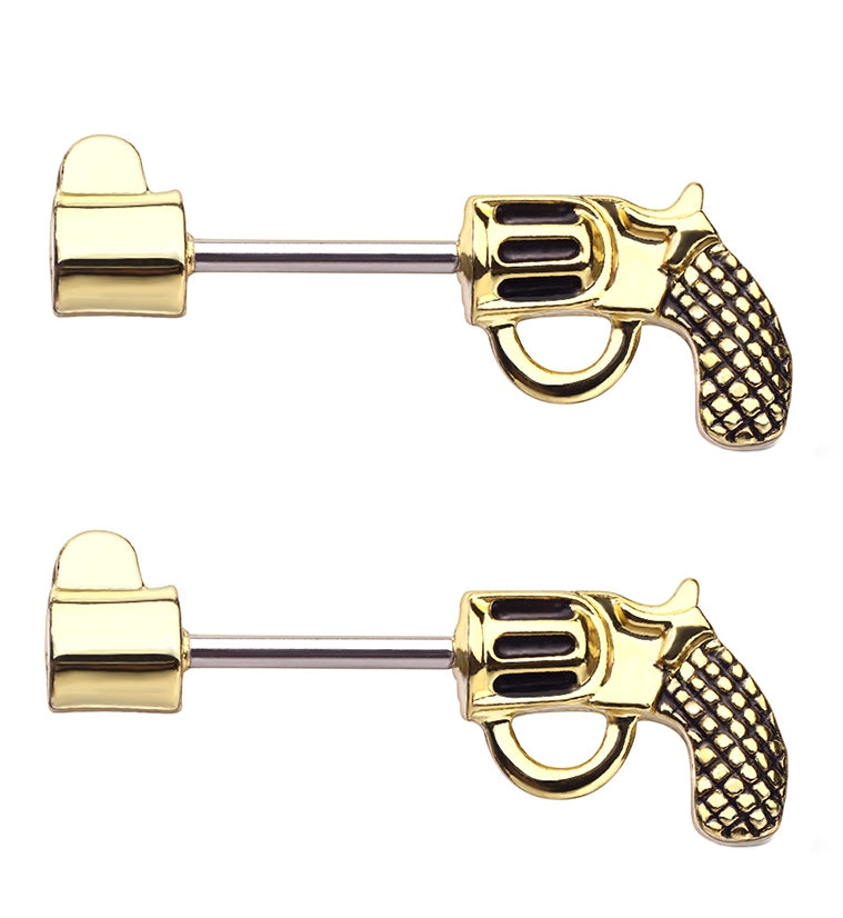 14G Gold PVD Revolver Nipple Ring