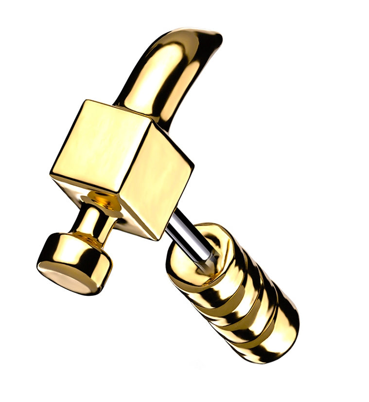 Gold PVD Hammer Cartilage Barbell