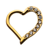 16G Gold PVD Heart CZ Hinged Segment Ring