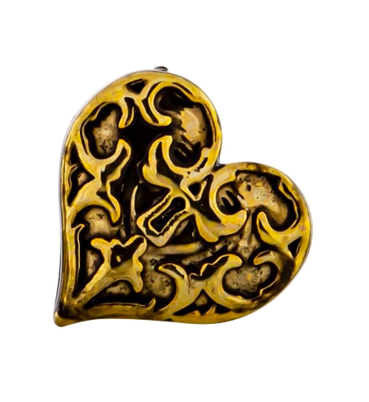 18G Gold PVD Heart Lock Cartilage Barbell