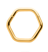 Gold PVD Hex Stainless Steel Hinged Segment Ring