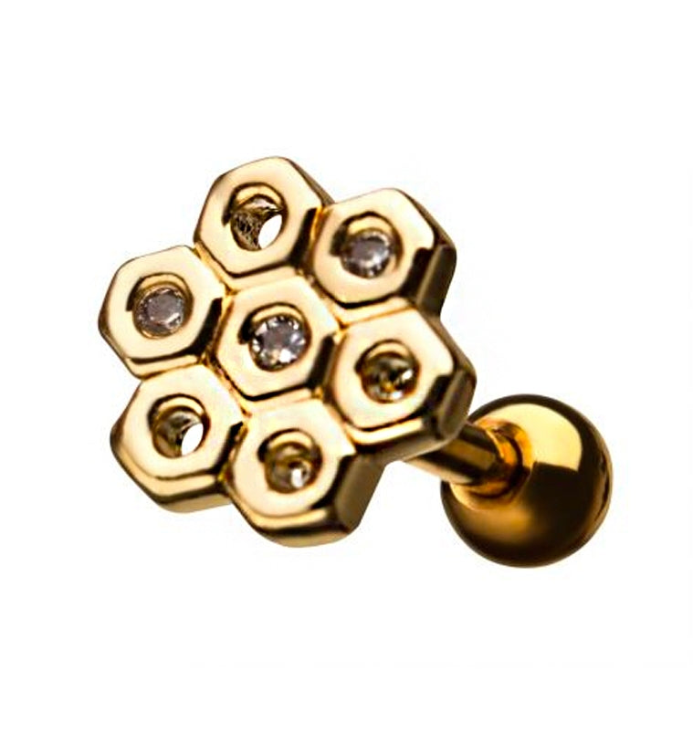18G Gold PVD Honeycomb Cartilage Barbell