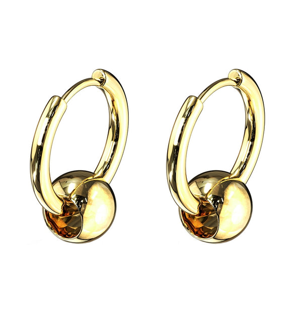 Gold Hinge Hoop Bead Earrings