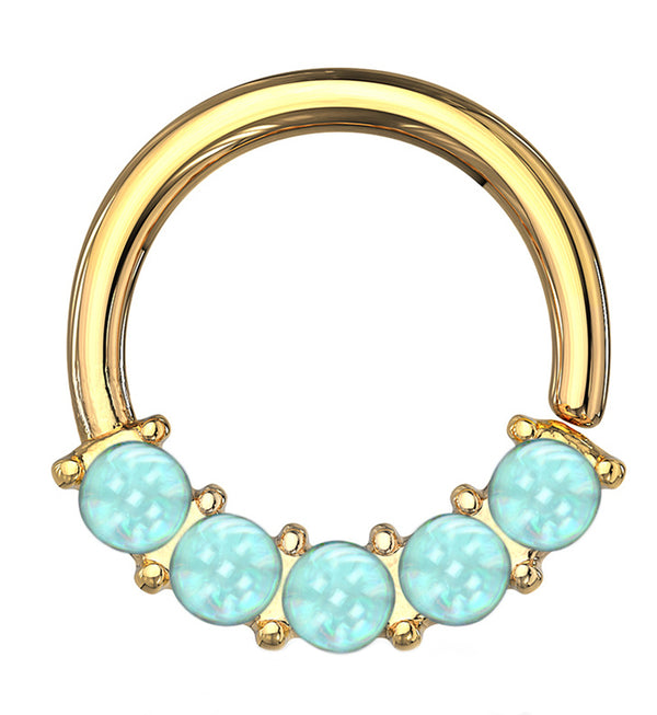 Gold PVD Blue Escent Seamless Ring