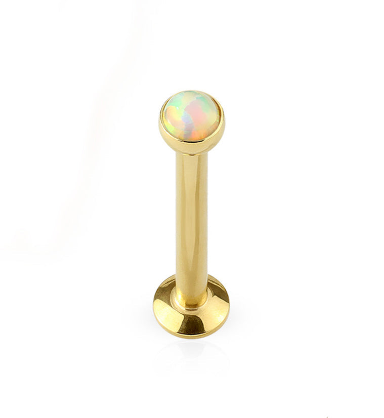 16G PVD Gold Opalite Flat Back Internally Threaded Post