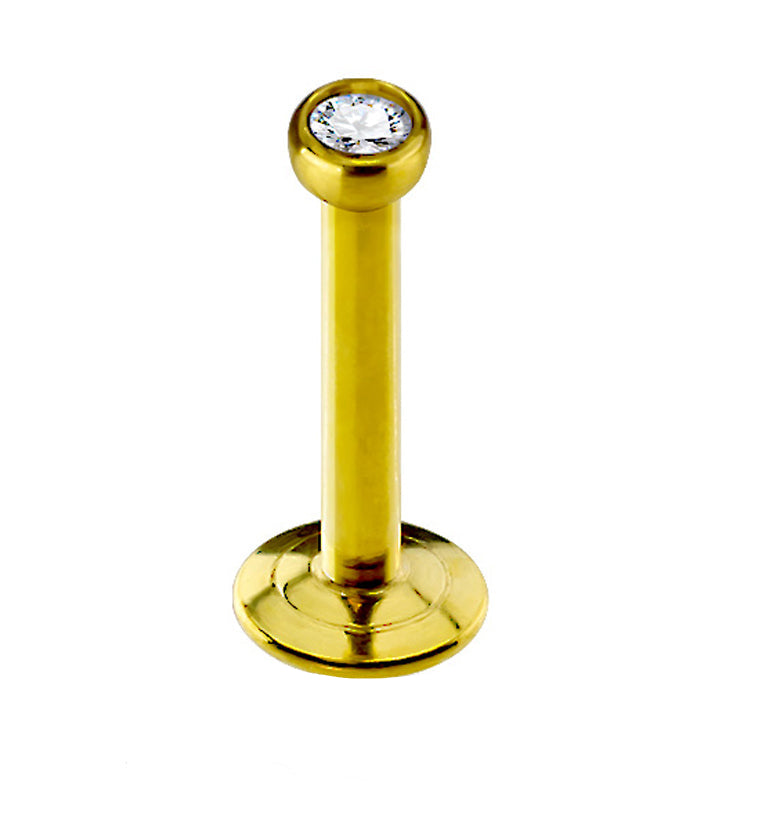 Gold PVD CZ Stainless Steel Internally Threaded Labret