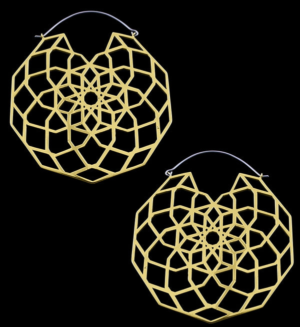 Gold Labyrinth Titanium Hangers - Earrings