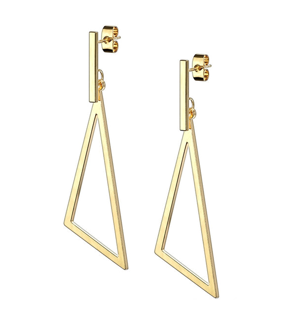 Gold PVD Acute Hanging Earrings