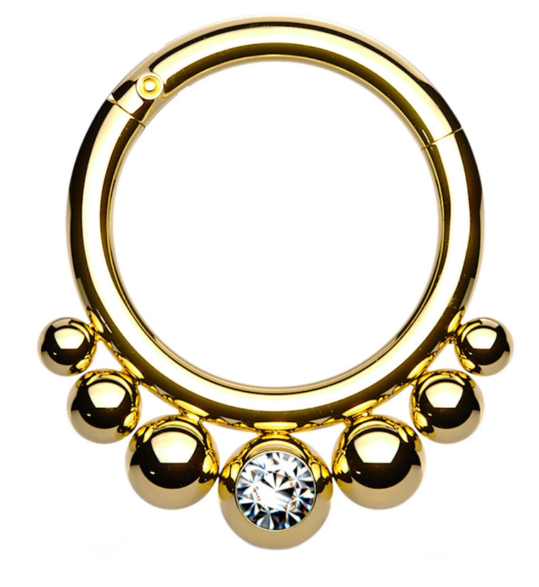 Gold PVD Beaded Snippet Hinged Segment Ring