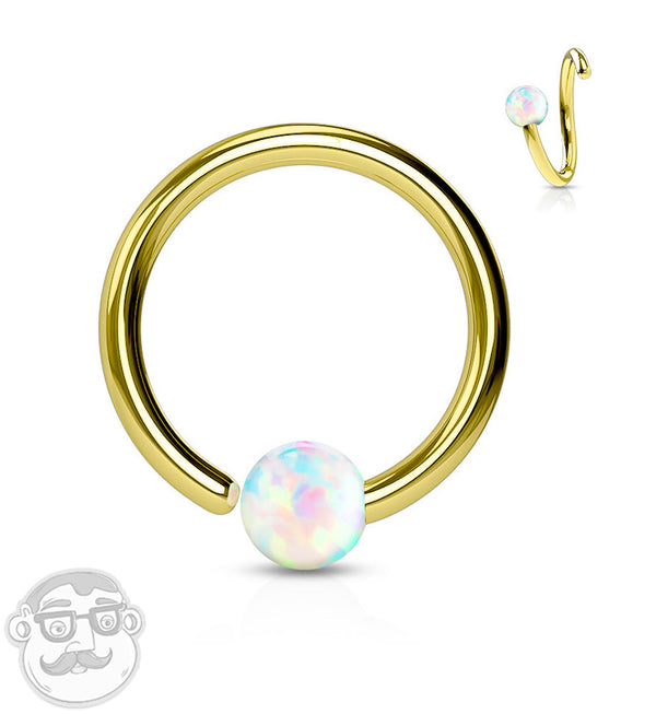 Rose Gold PVD Opalite Fixed Captive Ring