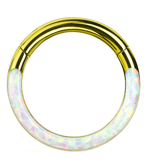 Gold PVD Opalite Frontal Hinged Segment Ring