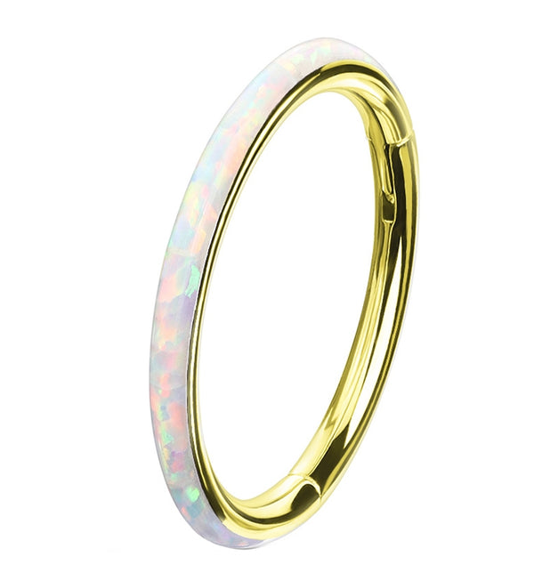 Gold PVD Opalite Orbed Hinged Segment Ring