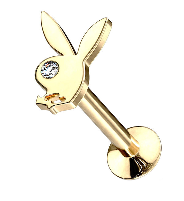 16G Gold PVD Playboy Bunny Internally Threaded Labret