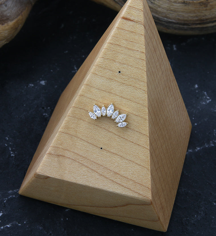 Gold PVD Anadem CZ Threadless Titanium Top