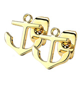 Gold PVD Anchor Stainless Steel Earrings