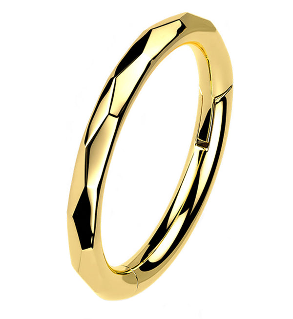 Gold PVD Angled Titanium Hinged Segment Ring