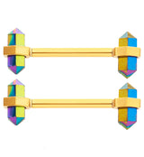Gold PVD Apex Rainbow Crystal Internally Threaded Nipple Barbell