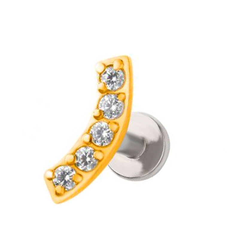 Gold PVD Arc Top Prong Set CZ Labret Post